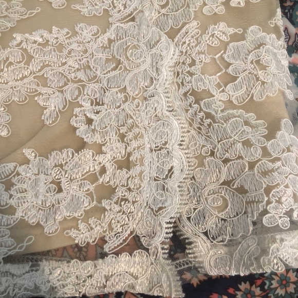 A’GACI Embroidered Off Shoulder Dress Taupe/Khaki Small - Picture 2 of 4